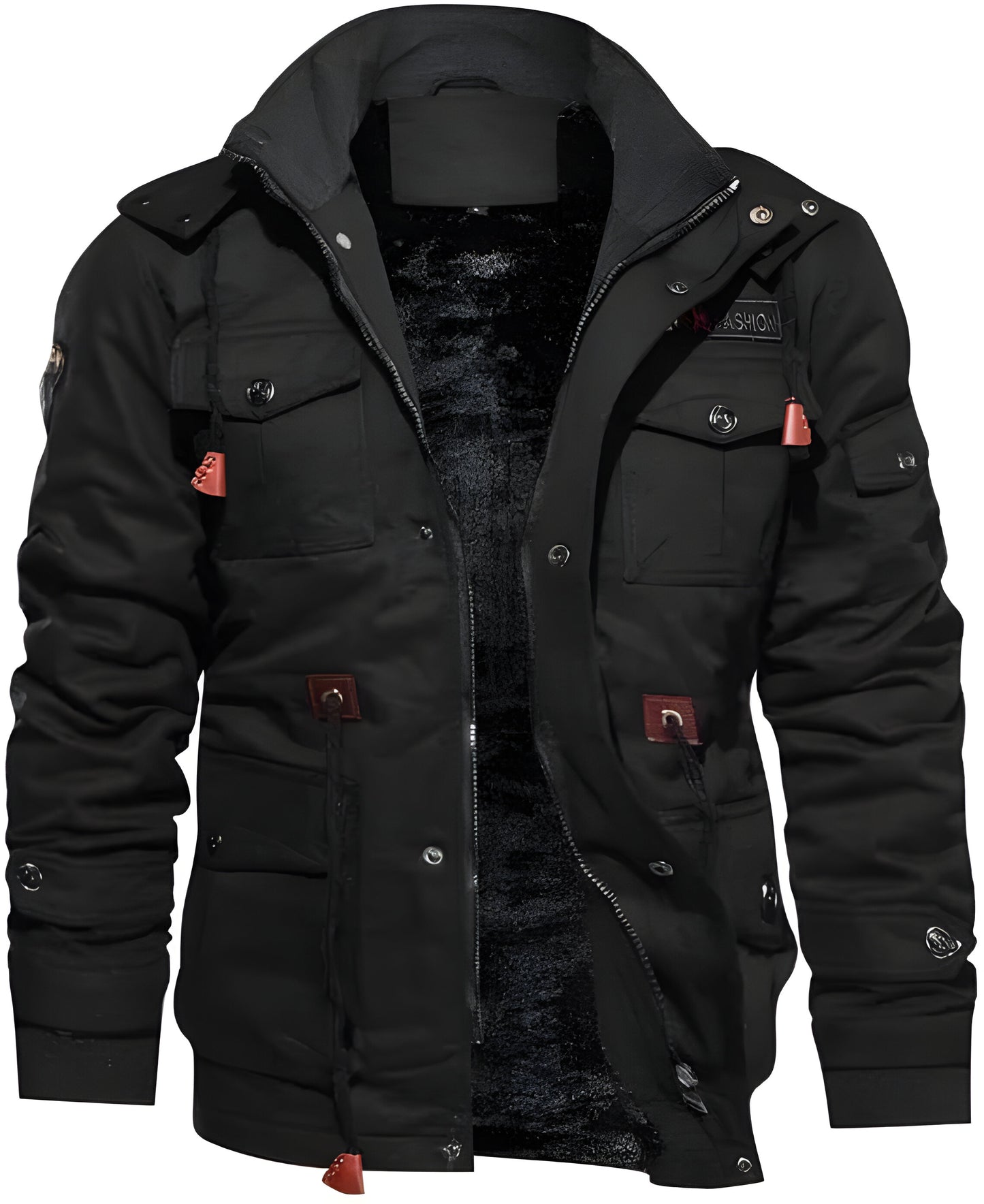 Men’s Warm Fleece-Lined Winter Jacket | Hooded Utility Multi Pocket