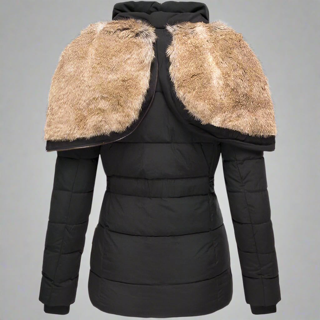 Women’s Puffer Jacket | Warm Hooded Faux Fur Insulated Winter