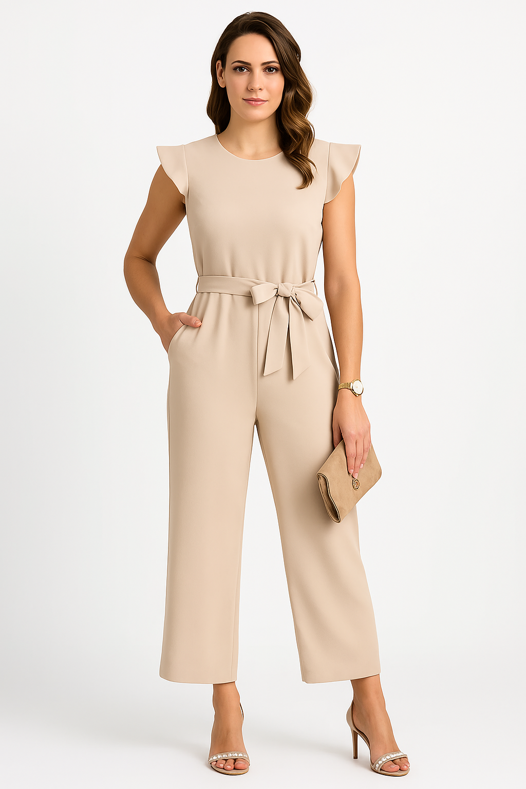 Women’s Summer Jumpsuit | Ruffle Sleeve, Wide Leg