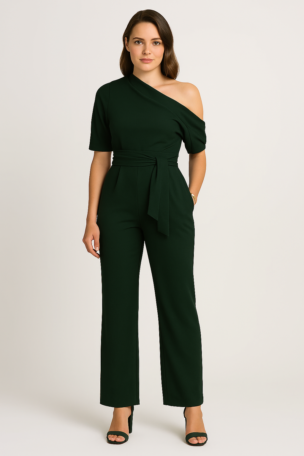 Women’s Elegant Jumpsuit | One Shoulder, Wide Leg