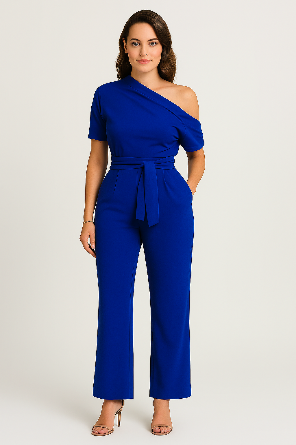 Women’s Elegant Jumpsuit | One Shoulder, Wide Leg