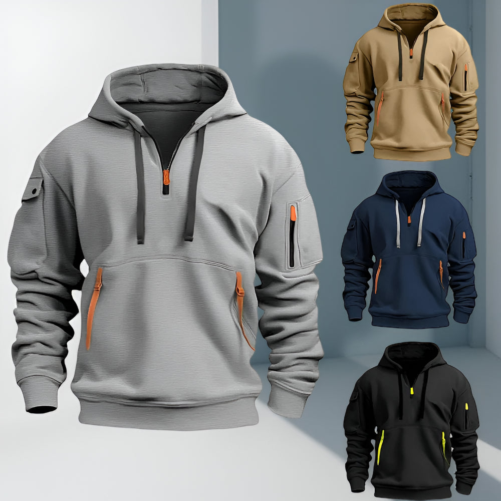 Men’s Half Zip Pullover Hoodie – Long Sleeve Utility Sweatshirt