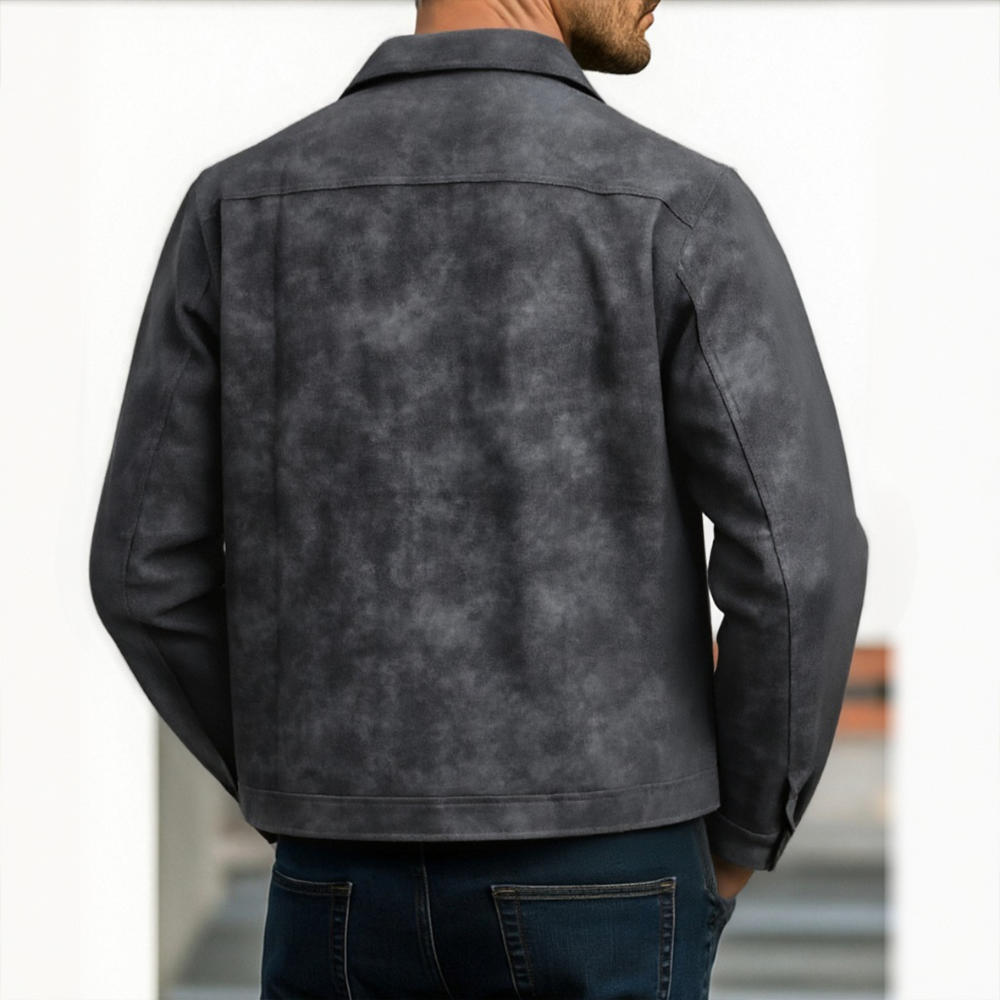 Men's Classic Casual Leather Jacket - Zip Front Design