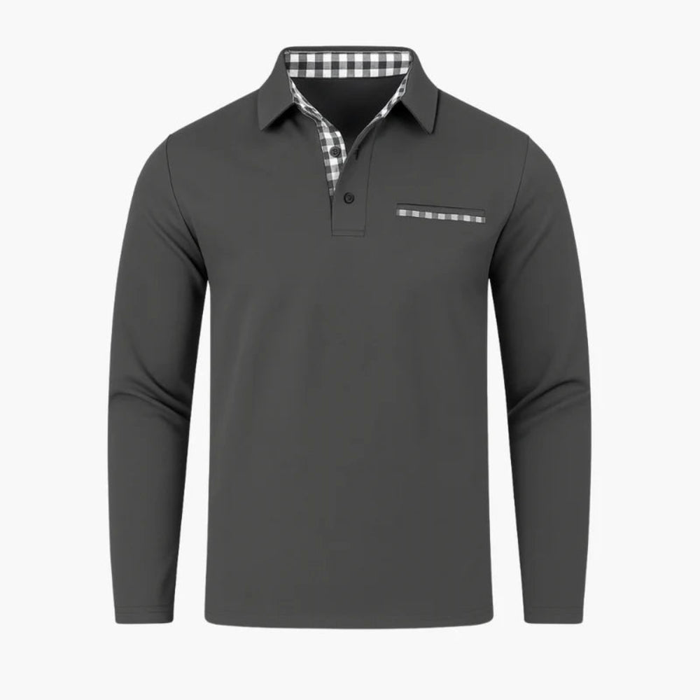 Men's Long Sleeve Polo Jumper Shirt Cotton Blend Casual