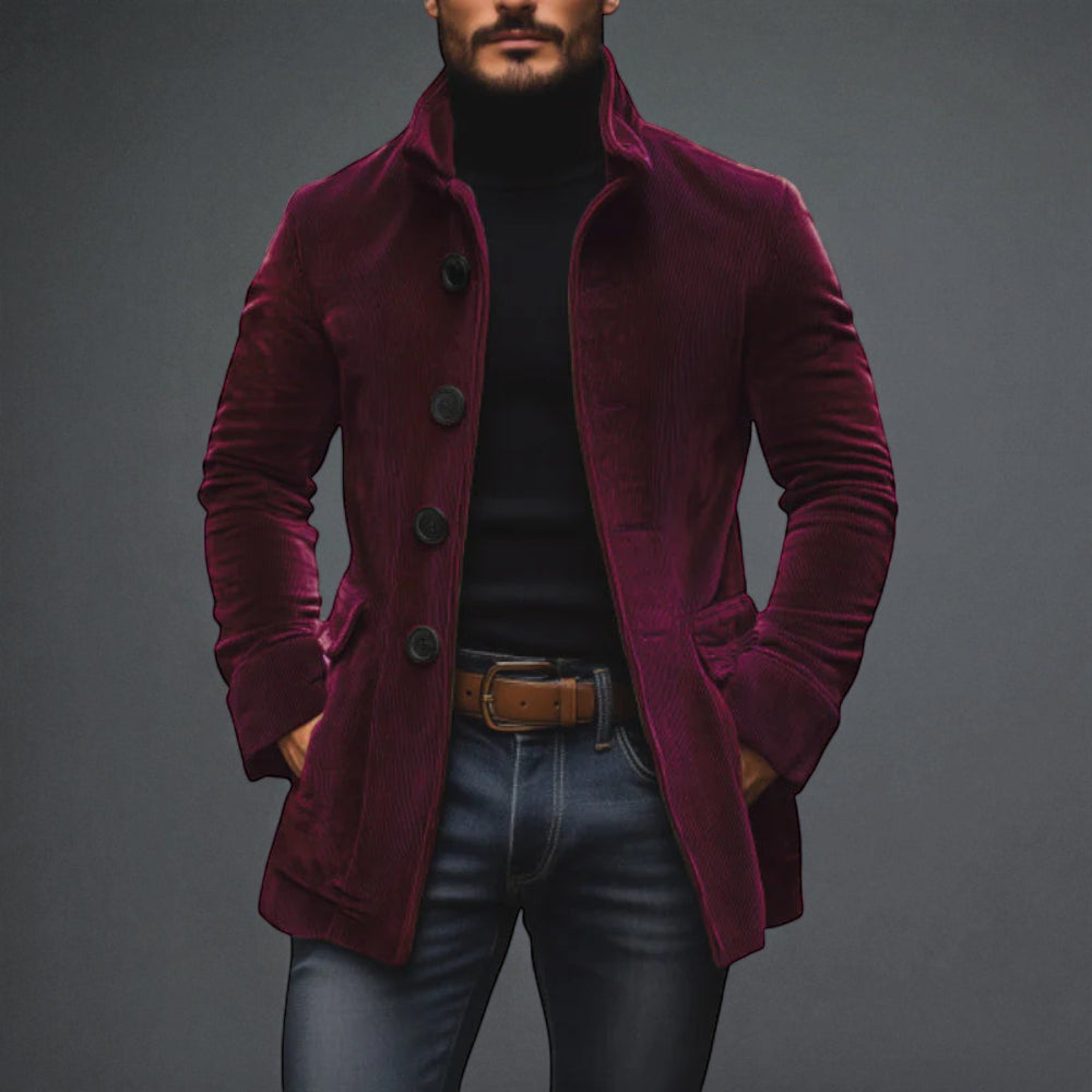 Men's Stylish Corduroy Coat - Button Up Winter Jacket