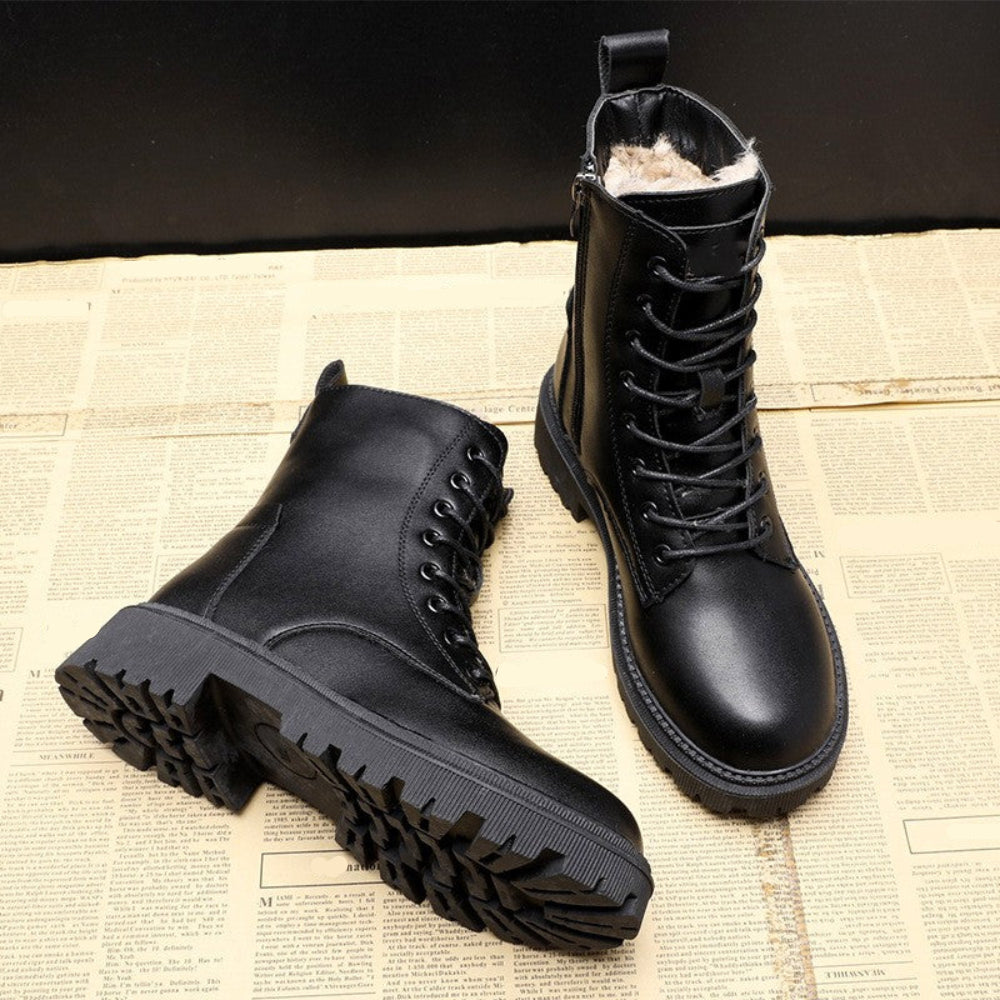 Men’s Winter Warm Combat Boots - Lace Up Fur Lined