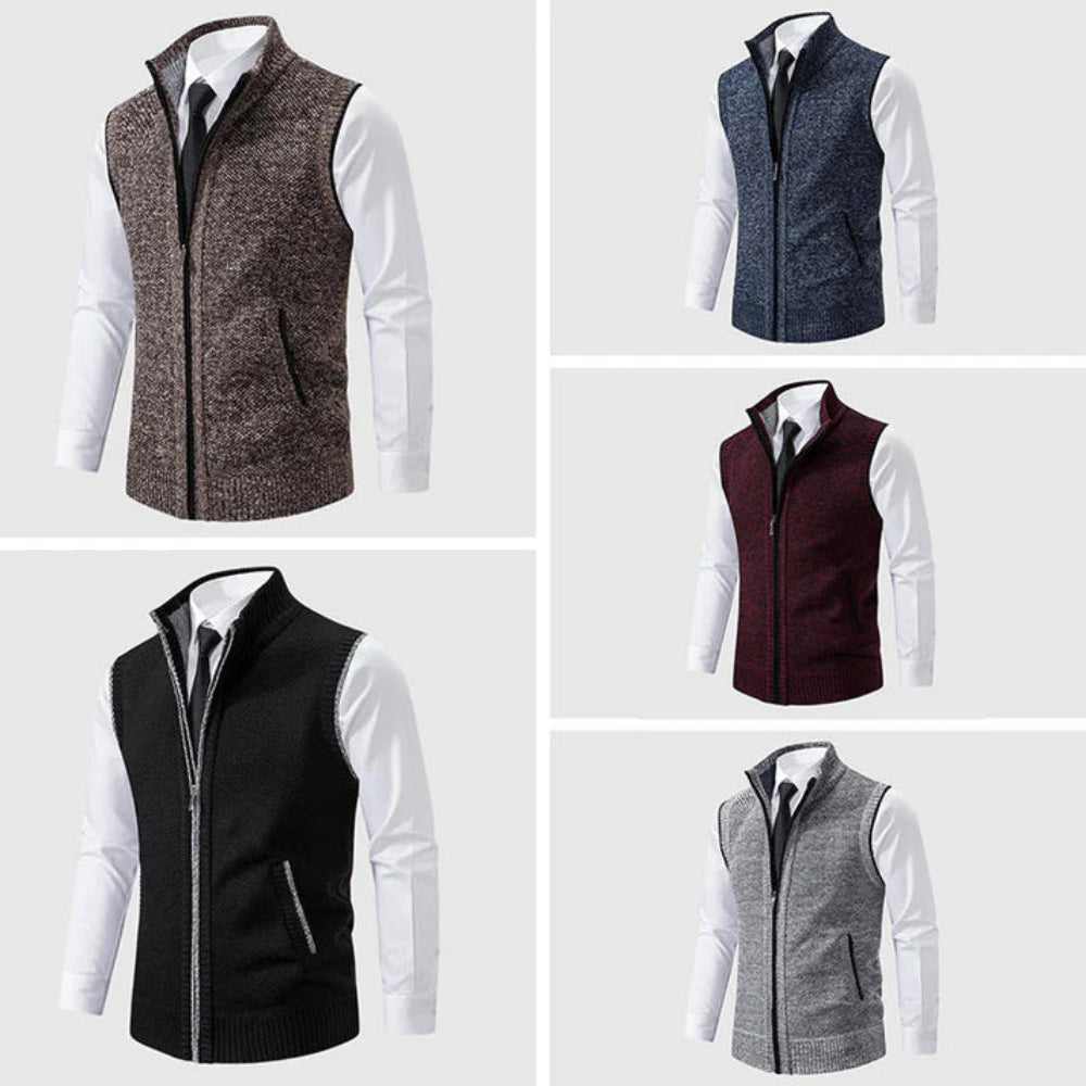 Men's Zip Up Sleeveless Sweater Vest - Knit Cardigan
