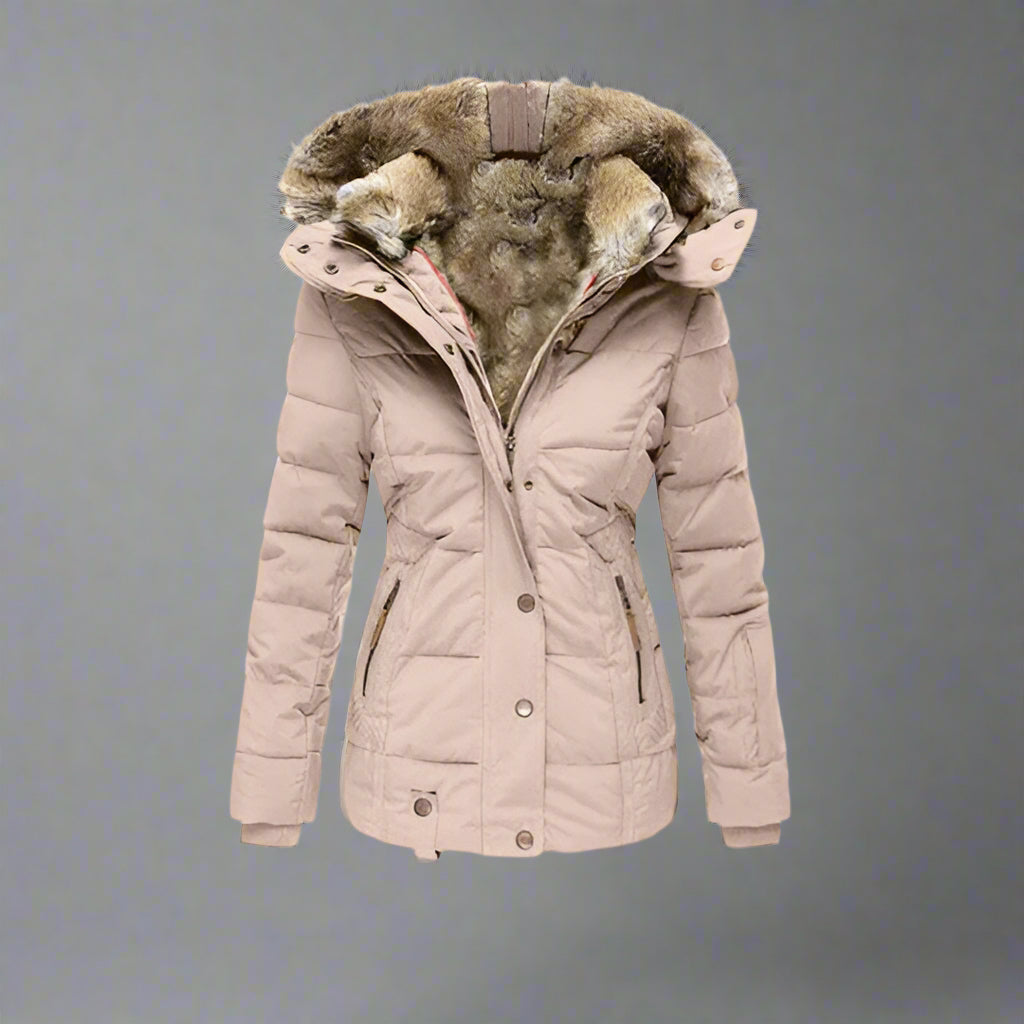 Women’s Puffer Jacket | Warm Hooded Faux Fur Insulated Winter