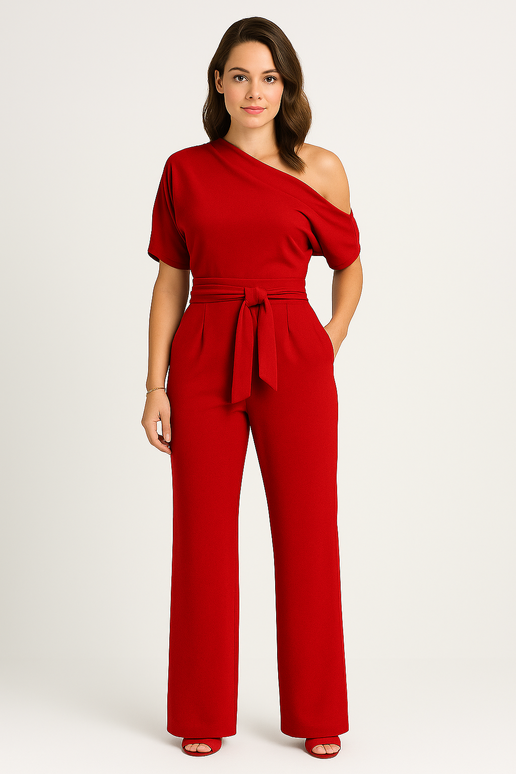 Women’s Elegant Jumpsuit | One Shoulder, Wide Leg