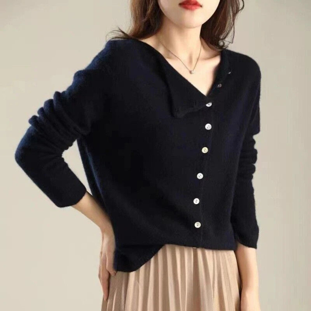 Women's Button Up Cardigan Sweater - Long Sleeve V Neck