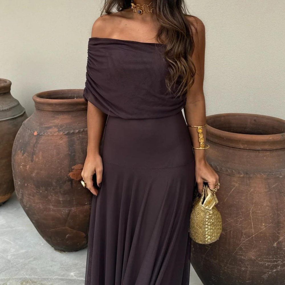 Women's Elegant Off Shoulder Formal Evening Dress - Maxi