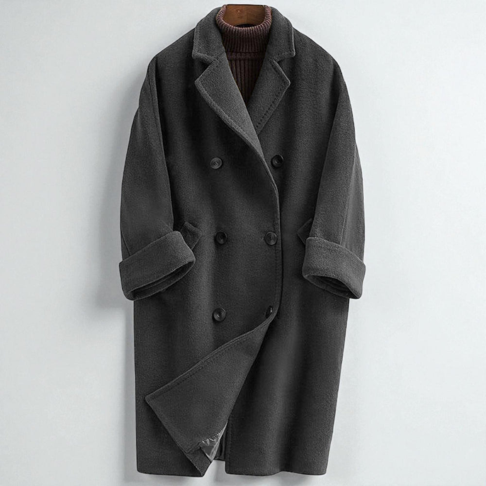 Women's Long Wool Overcoat Double Breasted Stylish Outerwear 7