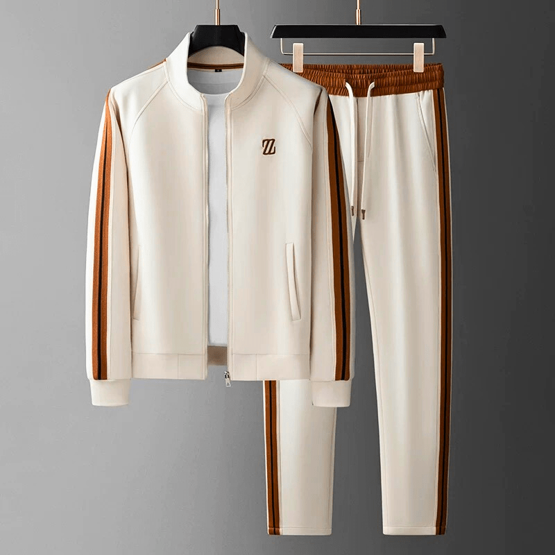 Men's Two Piece Athletic Pants And Top Set | Sporty Stripes