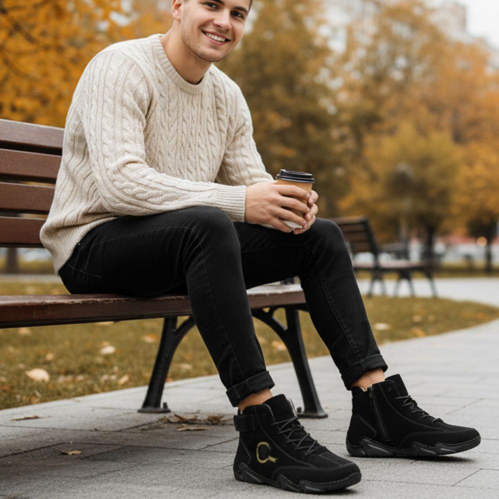 Men Winter Warm Ankle Boots - High Top Sneakers Fur Lined