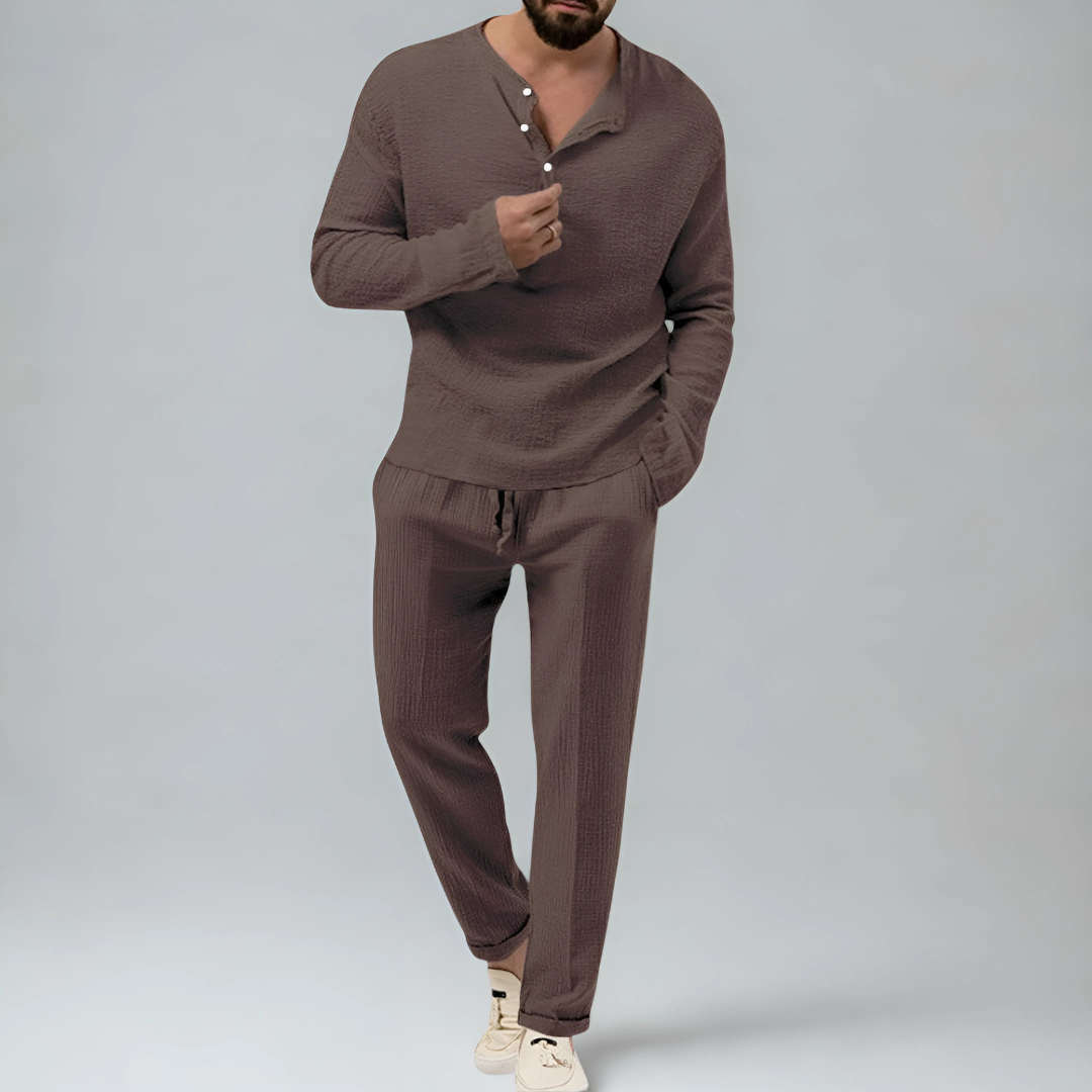 Men's Two Piece Casual Pants And Top Set | Long Sleeve