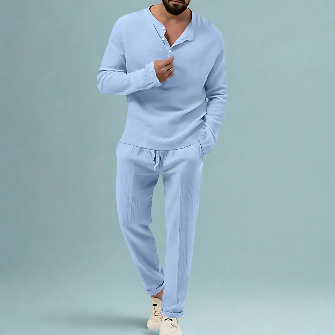 Men's Two Piece Casual Pants And Top Set | Long Sleeve