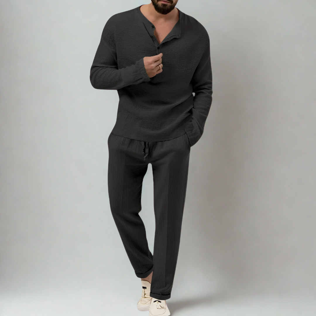 Men's Two Piece Casual Pants And Top Set | Long Sleeve
