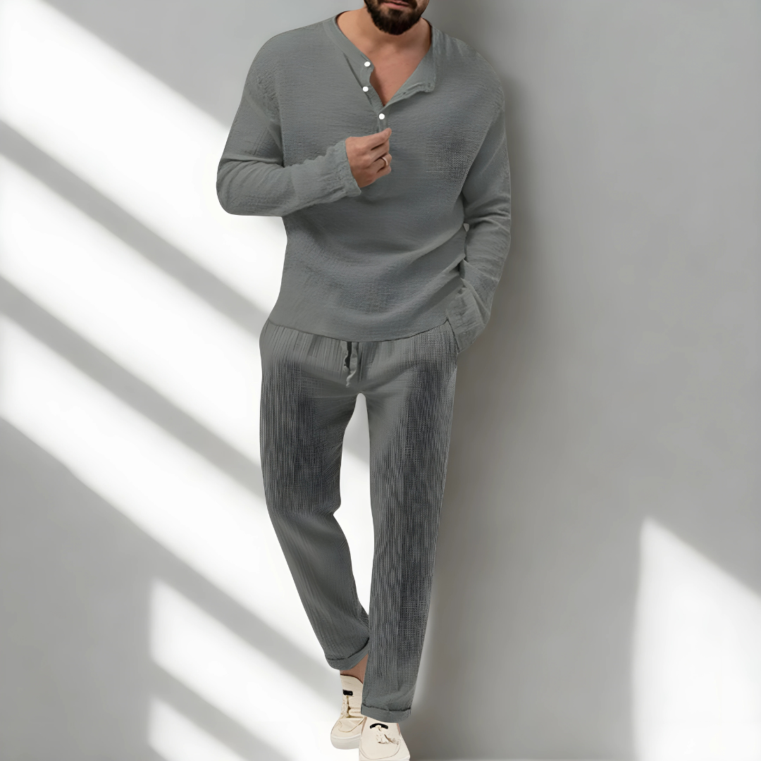 Men's Two Piece Casual Pants And Top Set | Long Sleeve