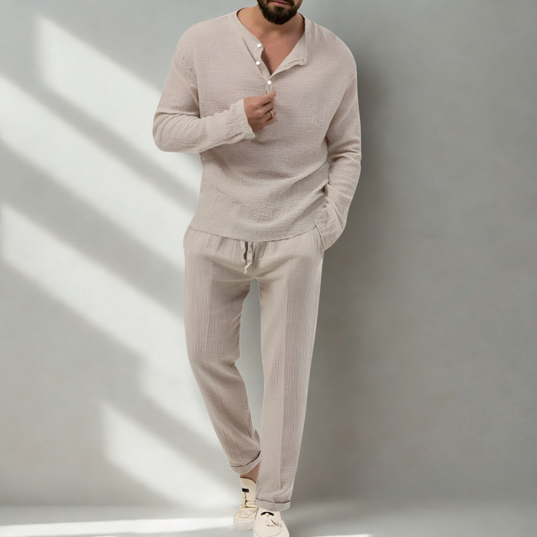 Men's Two Piece Casual Pants And Top Set | Long Sleeve