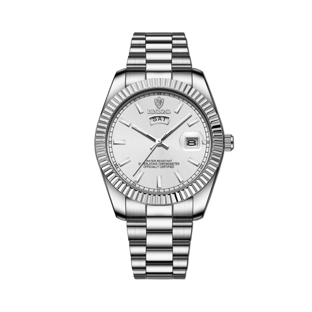 Men's Classic Luxury Stainless Steel Watch | Day Date Quartz