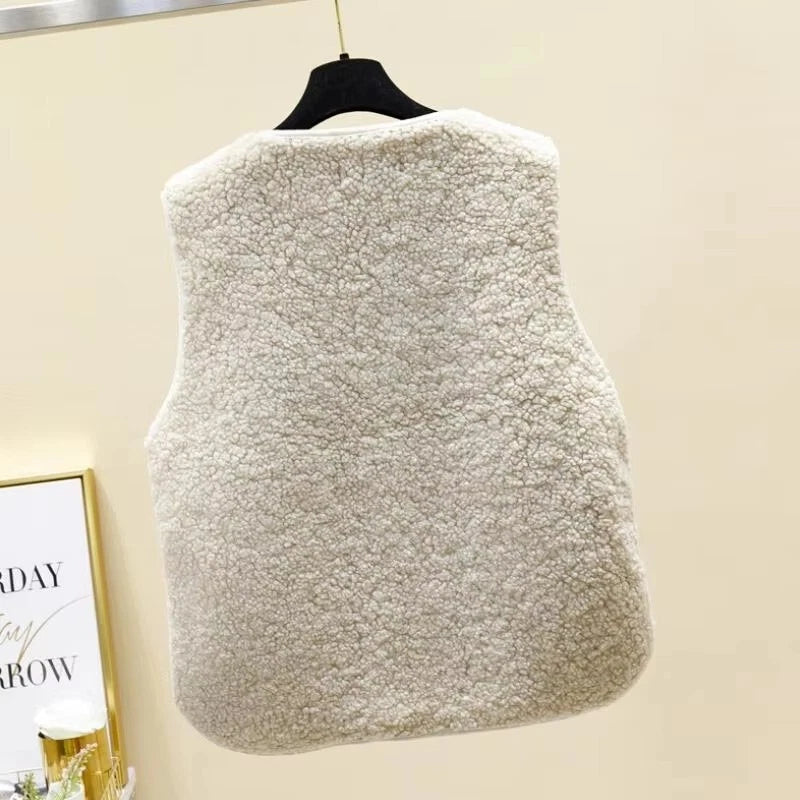 Women's Oversized Teddy Fleece Vest | Cozy Sleeveless Gilet