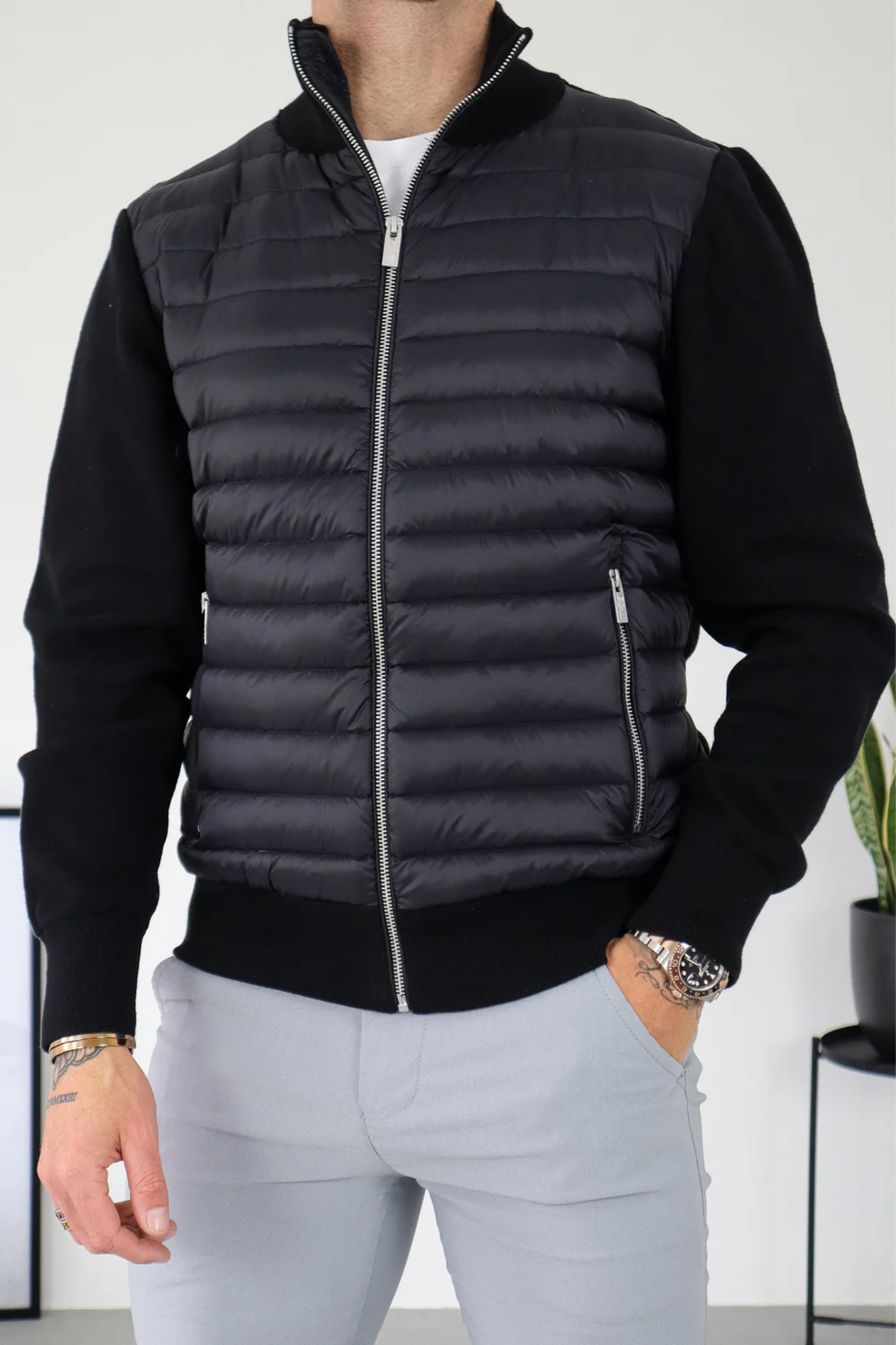 Men’s Lightweight Quilted Bomber Jacket | Padded Slim Fit Zip Up