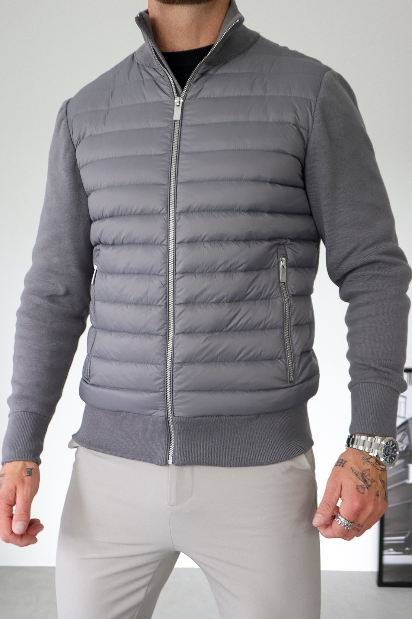 Men’s Lightweight Quilted Bomber Jacket | Padded Slim Fit Zip Up