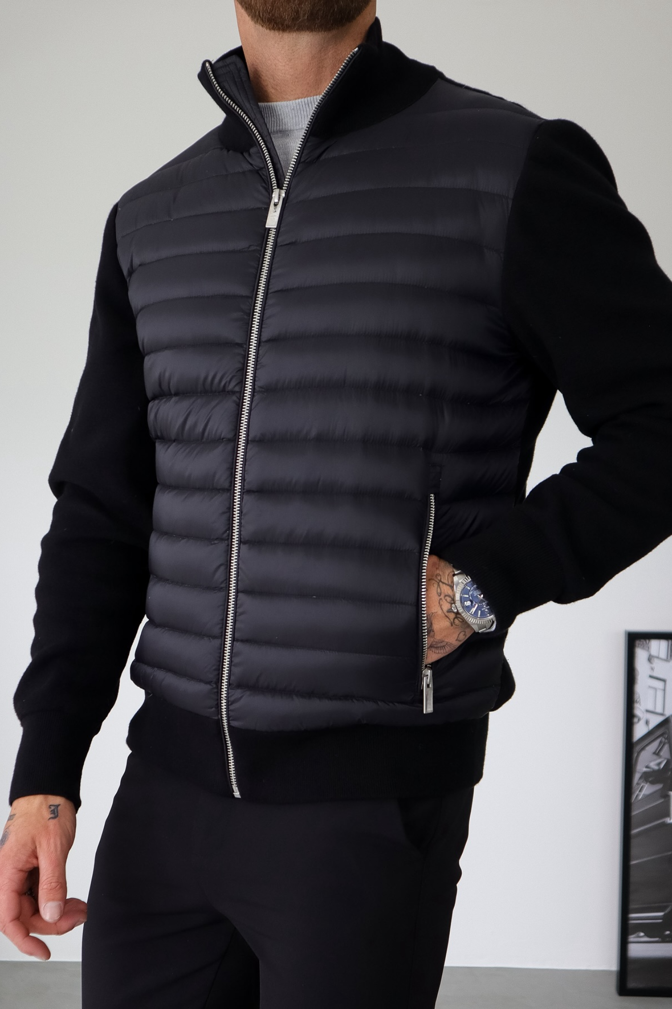 Men’s Lightweight Quilted Bomber Jacket | Padded Slim Fit Zip Up
