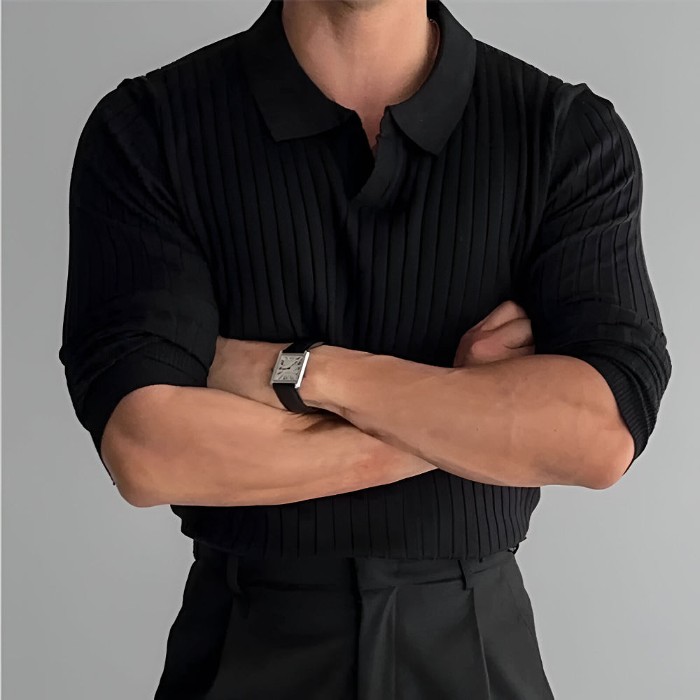 Men’s Slim Fit Knit Polo Sweater | Long Sleeve Smart Casual Jumper