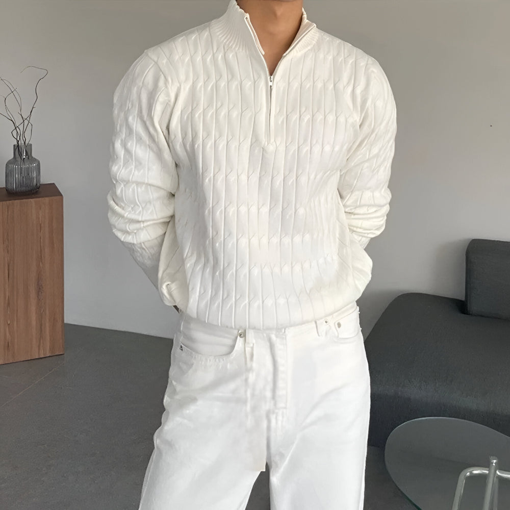 Men’s Slim Fit Half Zip Knit Jumper | Long Sleeve Smart Casual Sweater