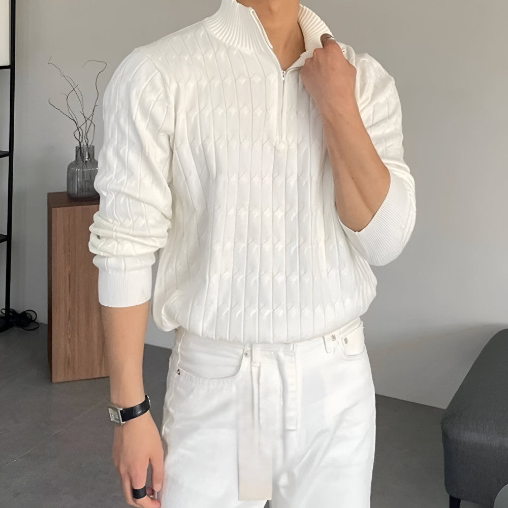 Men’s Slim Fit Half Zip Knit Jumper | Long Sleeve Smart Casual Sweater