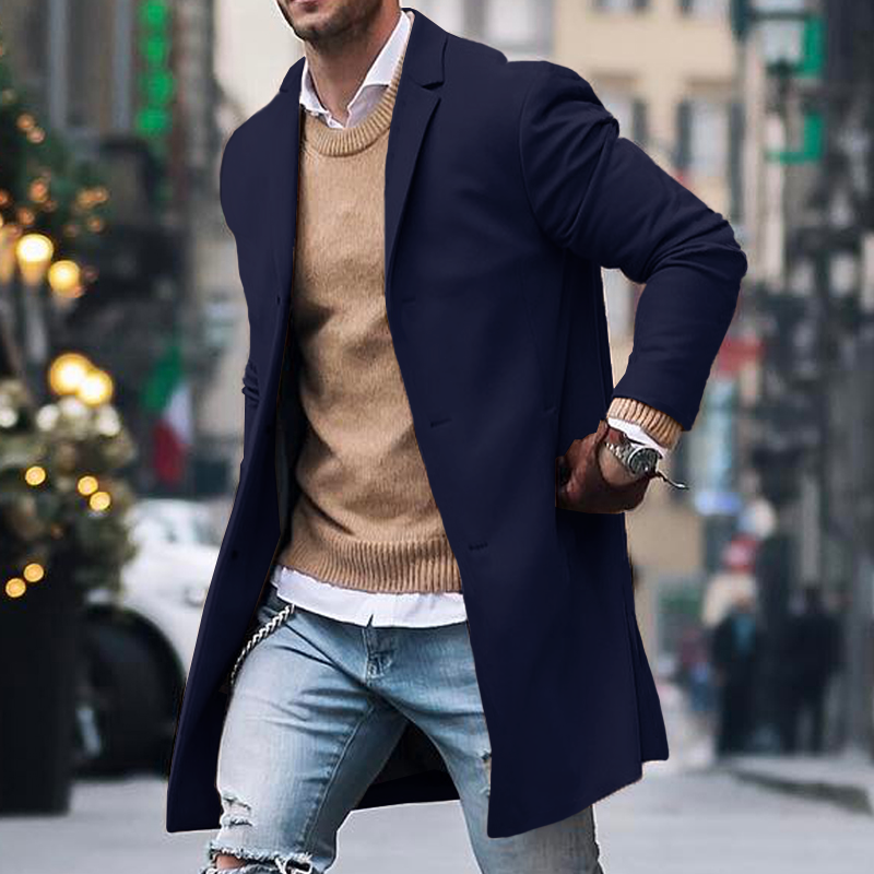 Men's Long Trench Coat | Slim Lightweight Overcoat