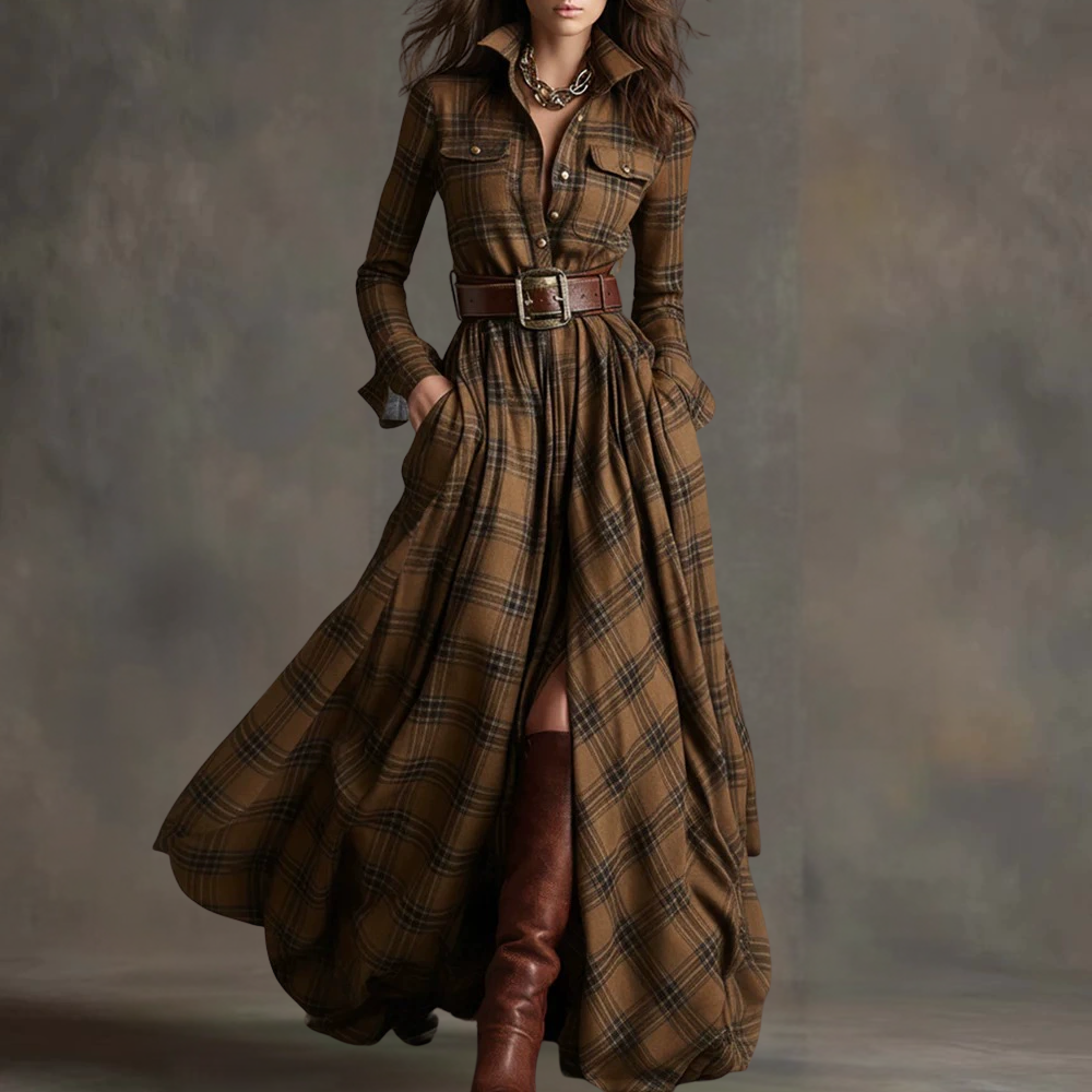 Women's Leopard Print Velvet Colorblock Lapel Long Overcoat