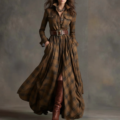 Women's Leopard Print Velvet Colorblock Lapel Long Overcoat