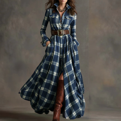 Women's Leopard Print Velvet Colorblock Lapel Long Overcoat