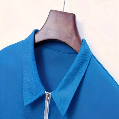 Men’s Slim Fit Long Sleeve Polo Shirt – Half Zip Pullover