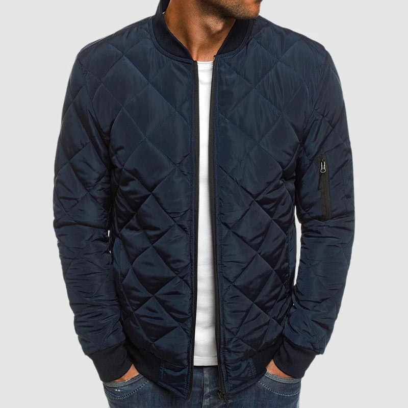 Men’s Quilted Bomber Jacket | Casual Lightweight Zip Up