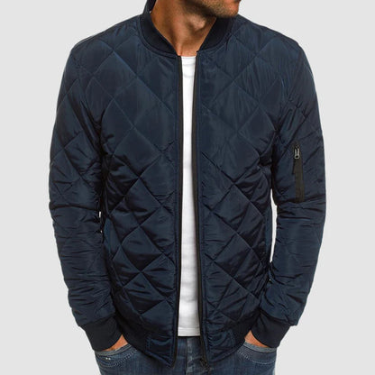 Men’s Quilted Bomber Jacket | Casual Lightweight Zip Up