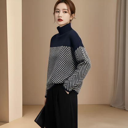 Women Oversized Turtleneck Knit Sweater – Warm Winter Jumper