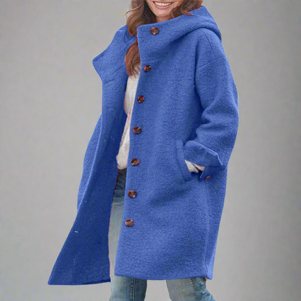 Women’s Oversized Wool Coat | Long Casual Button Up