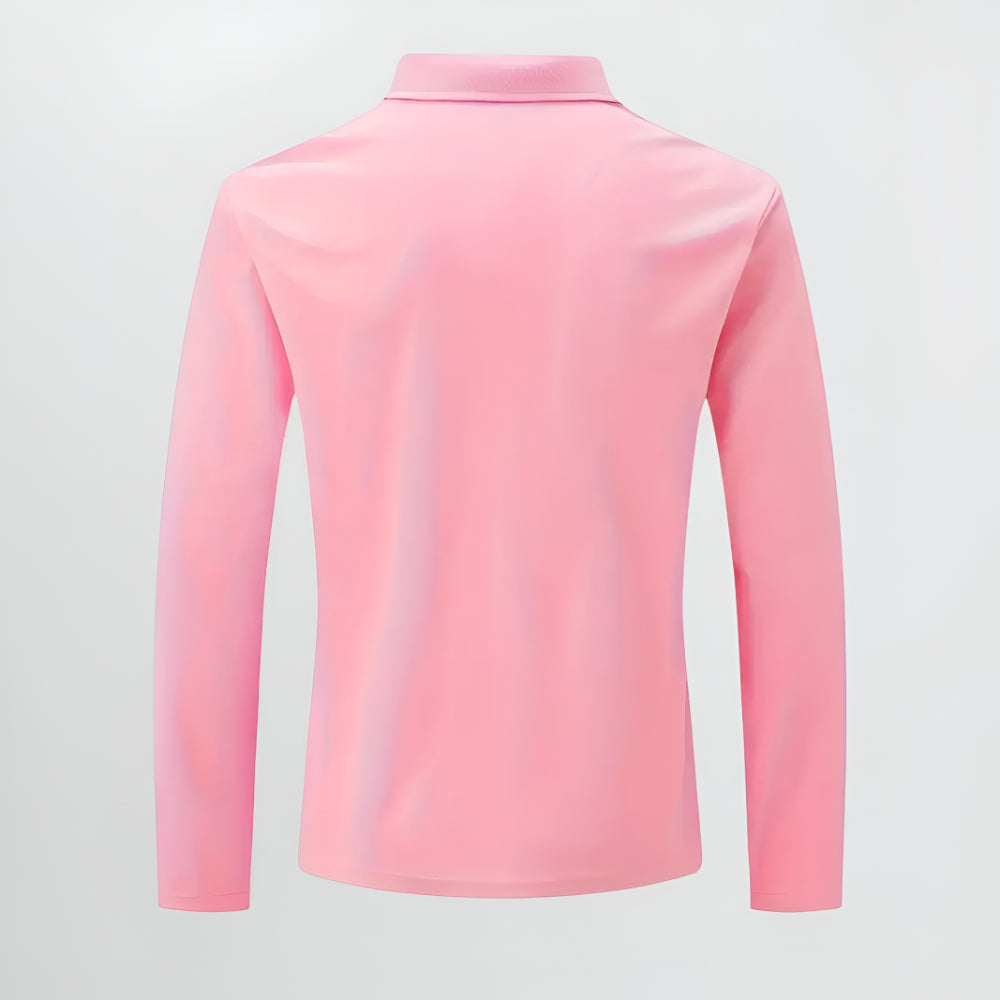 Men’s Slim Fit Long Sleeve Polo Shirt – Half Zip Pullover