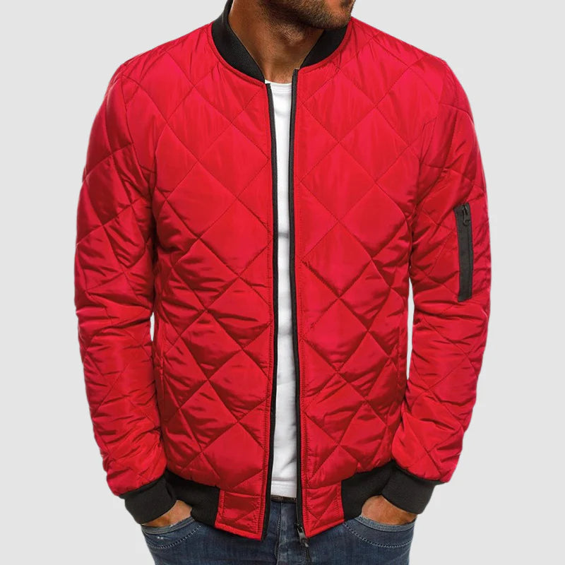 Men’s Quilted Bomber Jacket | Casual Lightweight Zip Up