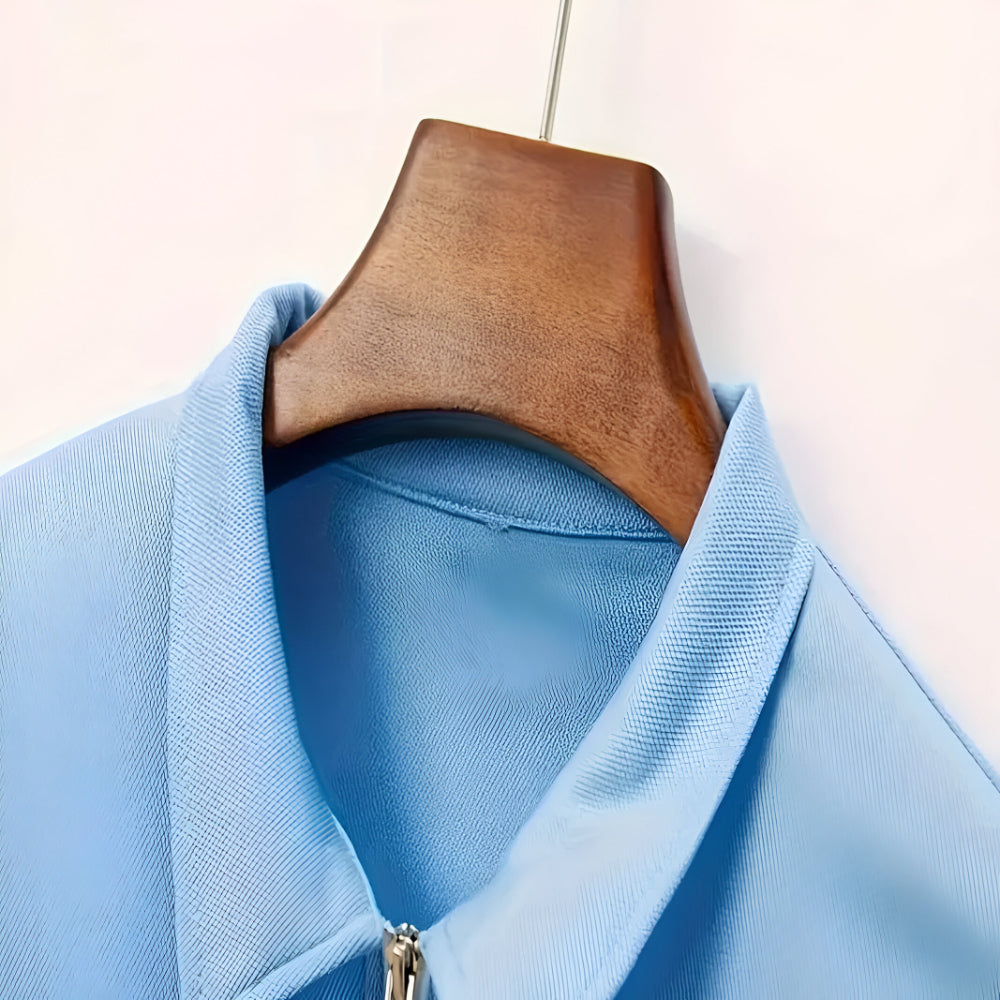 Men’s Slim Fit Long Sleeve Polo Shirt – Half Zip Pullover