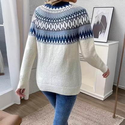 Women Chunky Knit Wool Jumper | Oversized Fair Isle Sweater