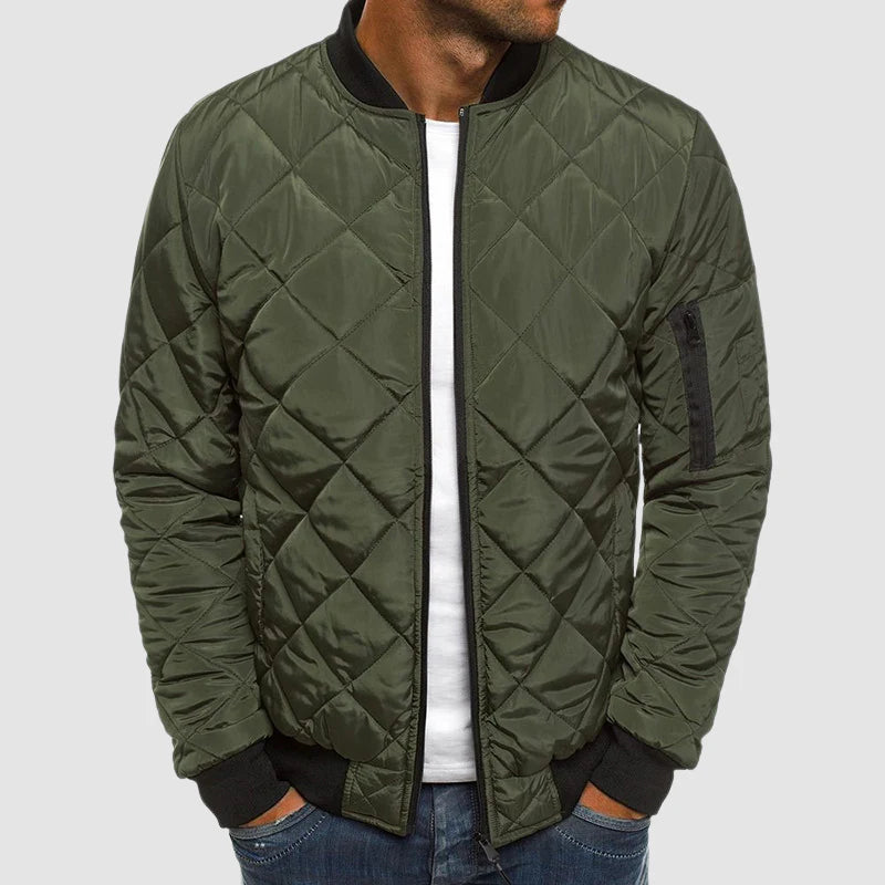 Men’s Quilted Bomber Jacket | Casual Lightweight Zip Up
