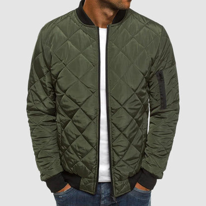 Men’s Quilted Bomber Jacket | Casual Lightweight Zip Up