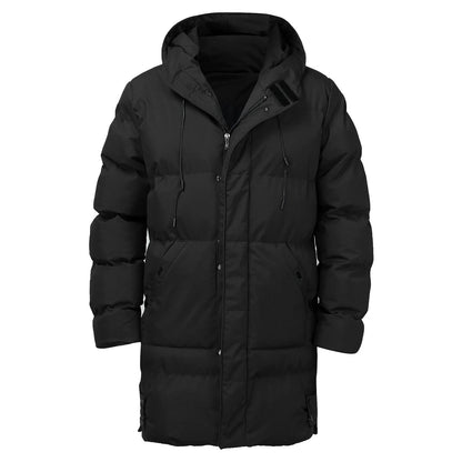 Men’s Hooded Long Puffer Jacket | Warm Quilted Winter Coat