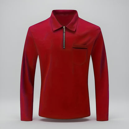 Men’s Slim Fit Long Sleeve Polo Shirt – Half Zip Pullover