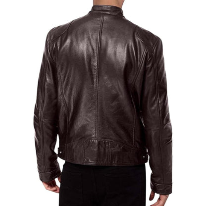 Men’s Leather Biker Jacket | Slim Fit Casual Moto Coat