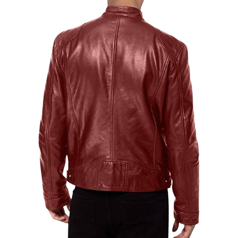 Men’s Leather Biker Jacket | Slim Fit Casual Moto Coat